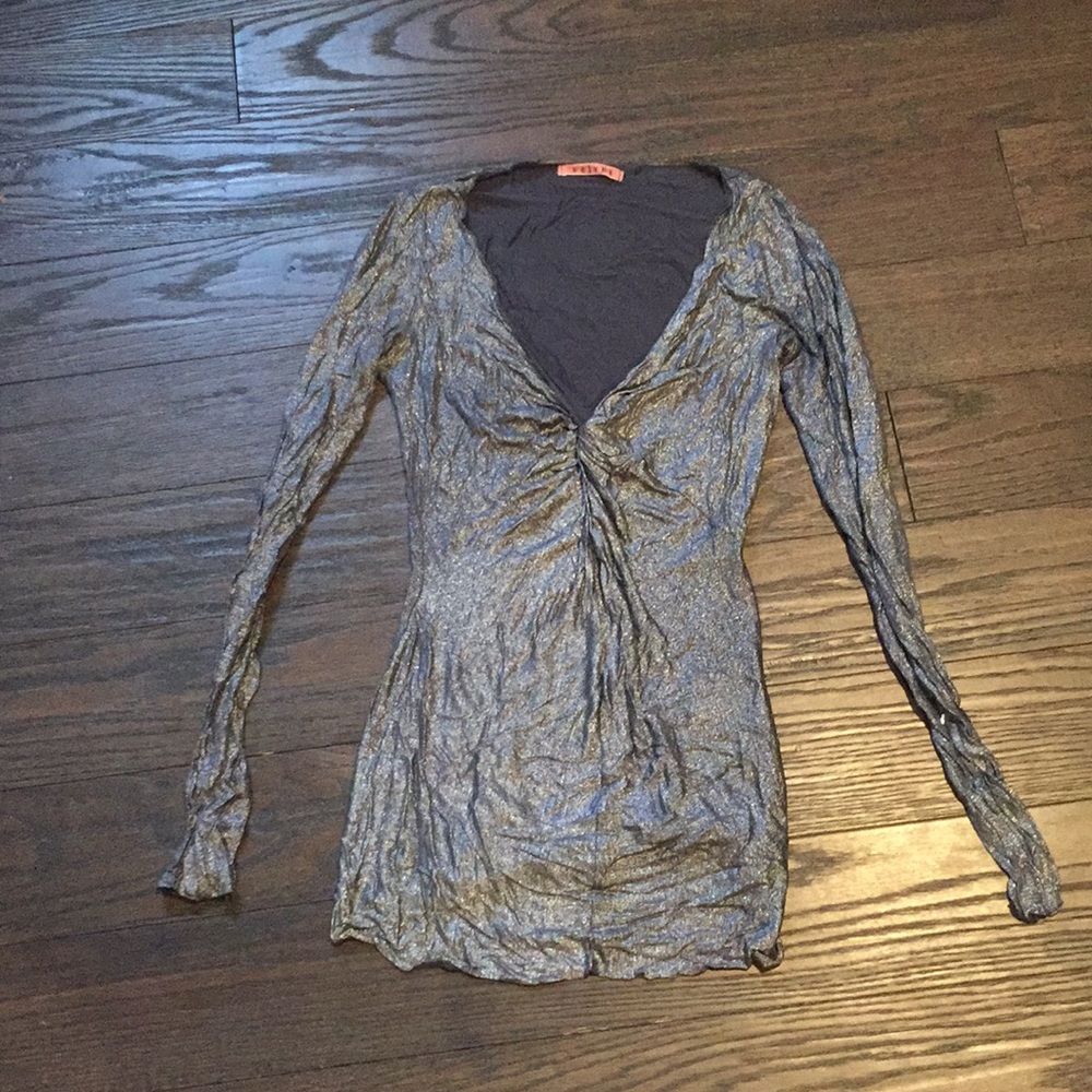 Steel grey long sleeve shimmer shirt